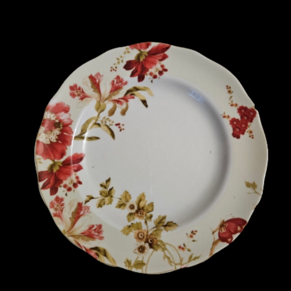 *222 Fifth Summer Botanical Lutece Fleur Rouge Dinner Plates Set of 4